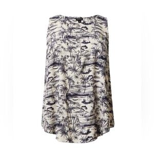 Torrid Challis Henley Pocket Sleeveless Tank‎ top white& blue Medium and 0X